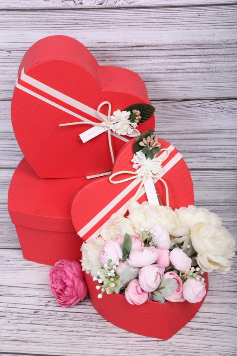 Набор подарочных коробок из 3шт - Сердце "Красное" 22*20*9см ZY51329-001