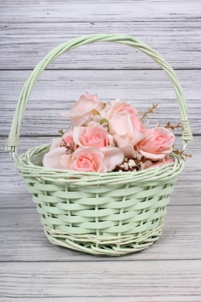 Корзина из ивы одиночная - Круг с ручкой d=18 h=14/28cm ментол 8080		(Н)
