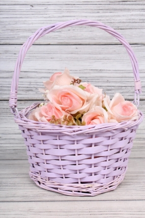 Корзина из ивы одиночная - Круг с ручкой d=18 h=14/28cm сирень 8097		(Н)