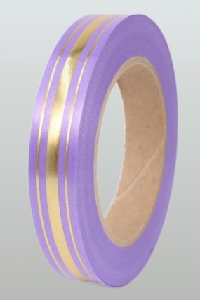 Лента с золотой полосой (2см*50ярд) классика L212 СИРЕНЕВЫЙ