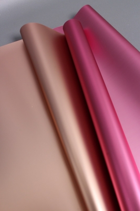 Флористич. пленка "Двухцветный металл", 53 мкр, 58 см х 10 м, золото / розовый 2066М
