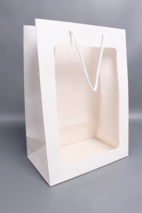 Сумка Люкс с окном 26*32*15 белая L341  Цена за 1шт