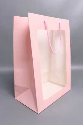 Сумка Люкс с окном 26*32*15 розовая L341  Цена за 1шт