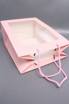 Сумка Люкс с окном 26*32*15 розовая L341  Цена за 1шт