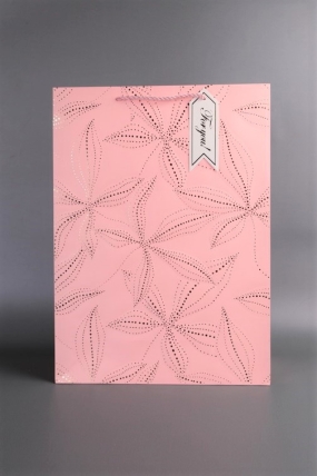 Cумка Люкс тиснение Листья с блестками 31*41*12  розовый  L1980