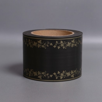 Лента простая (8см*50м) мелкий лист P841 ЧЁРНЫЙ