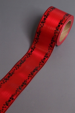Лента простая (8см*50м) мелкий лист P843 КРАСНЫЙ
