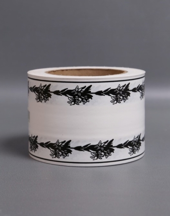 Лента простая (8см*50м) С лилиями по краям P801 БЕЛЫЙ