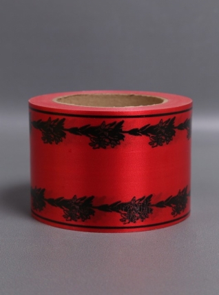 Лента простая (8см*50м) С лилиями по краям P803 КРАСНЫЙ