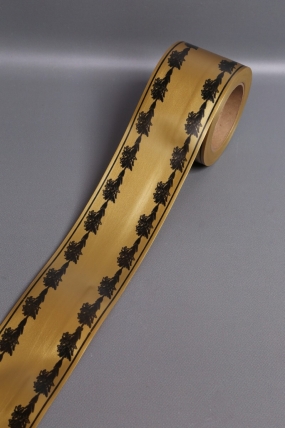 Лента простая (8см*50ярд) С лилиями по краям P834 БРОНЗОВЫЙ