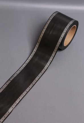 Лента простая (8см*50м) С дубками по краям  P821 ЧЕРНЫЙ с СЕРЫМИ дубками
