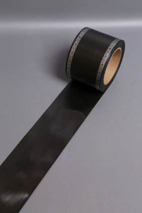 Лента простая (8см*50м) С дубками по краям  P821 ЧЕРНЫЙ с СЕРЫМИ дубками