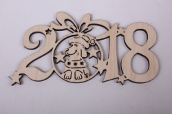 Топпер "2018" с собакой (шир.12,5см;выс.7,5см) фанера, неокраш.	Тнг14-01-0000