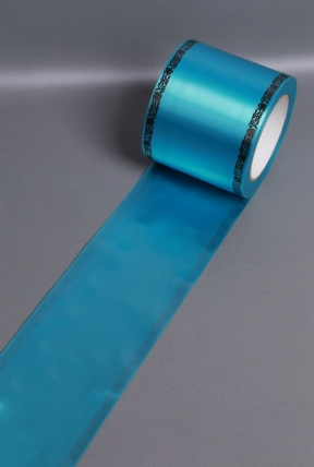 Лента простая (10см*50м) С дубками по краям P1013 ГОЛУБОЙ