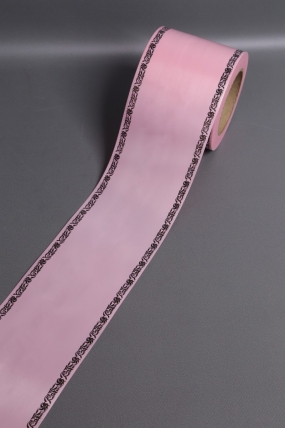 Лента простая (10см*50м) С дубками по краям P1017 РОЗОВЫЙ