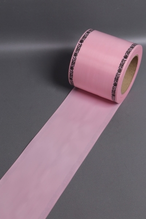 Лента простая (10см*50м) С дубками по краям P1017 РОЗОВЫЙ