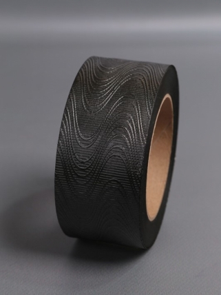 Лента простая 5х50ярд "Тиснение дерево" Чёрная P520