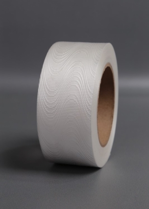 Лента простая 5х50ярд "Тиснение дерево" Белая Р543