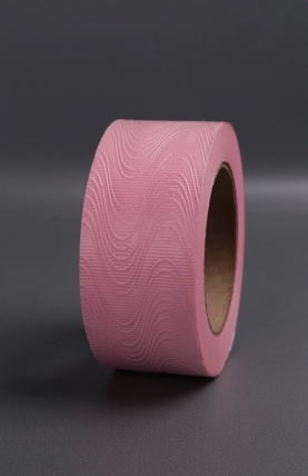 Лента простая 5х50ярд "Тиснение дерево" Розовая Р545