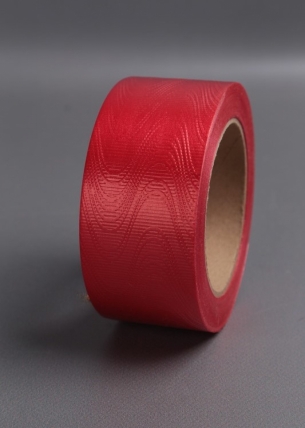 Лента простая 5х50ярд "Тиснение дерево" Красная Р547
