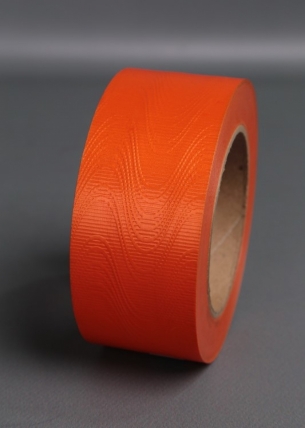 Лента простая 5х50ярд "Тиснение дерево" Оранжевая Р562