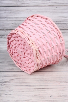 Корзина из ивы одиночная - Круг с  ручкой d=18 h=14/28cm розовый	8073	(Н)