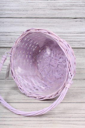 Корзина из ивы одиночная - Круг с ручкой d=18 h=14/28cm сирень 8097		(Н)