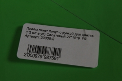 Плайм пакет Конус с ручкой для цветов (12 шт в уп) Салатовый 27*15*9  F9