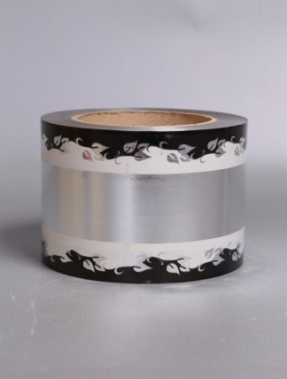 Лента металл с рисунком 8см*50ярд МР802 СЕРЕБРО