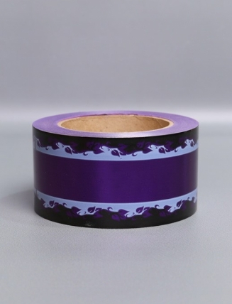Лента металл с рисунком 6см*50ярд МР605 фиолетовый