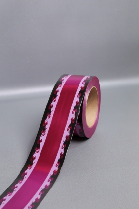 Лента металл с рисунком 6см*50ярд МР606 малиновый