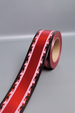 Лента металл с рисунком 6см*50ярд МР607 красный
