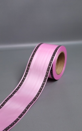 Лента простая (8см*50м) С дубками по краям ЯРКО-РОЗОВЫЙ P822