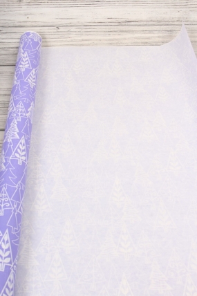 Бумага белая крафт 50г/м2, 70см x 10м, Елки, лаванда		00105369
