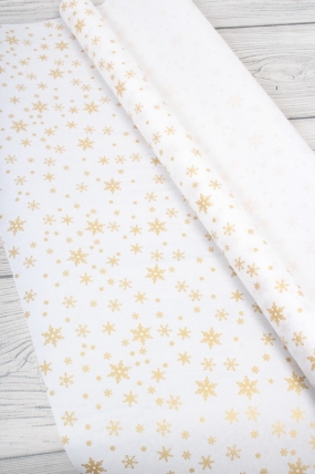 Бумага белая крафт 50г/м2, 70см x 10м Снежинка NEW, золото		00070395