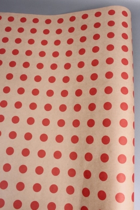 Бумага крафт 70г/м2, 70см x 10м, Горох 18 красный	00099244