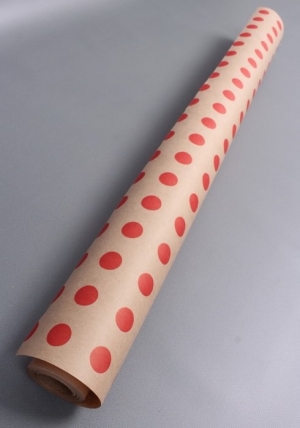 Бумага крафт 70г/м2, 70см x 10м, Горох 18 красный	00099244