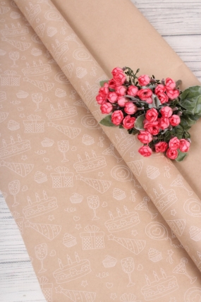 Бумага крафт 70г/м2, 70см x 10м, Праздник, белый	00105358