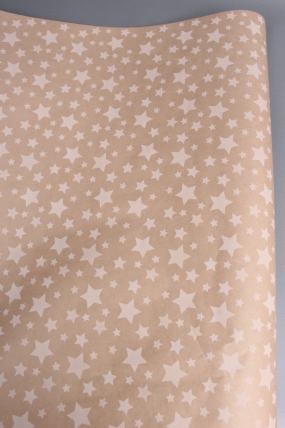 Бумага крафт 70г/м2, 70см x 10м, Звезды, белый	4974/бел