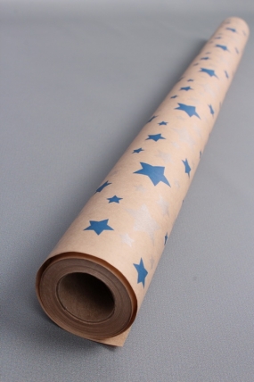 Бумага крафт 70г/м2, 70см x 10м, Звезды синий/серебро	4974/син