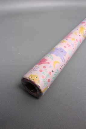 Бумага упаковочная "Кошечки" 80г/м2, 70х100см, 10 листов/рулон 5863М