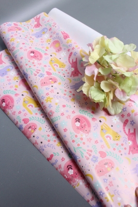 Бумага упаковочная "Кошечки" 80г/м2, 70х100см, 10 листов/рулон 5863М