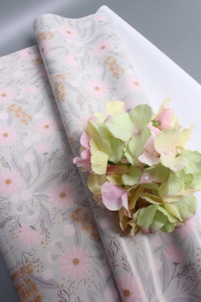 Бумага упаковочная "Розовые цветы" 80г/м2, 70х100см, 10 листов/рулон 5924М