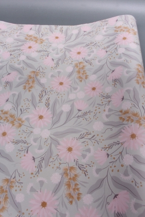 Бумага упаковочная "Розовые цветы" 80г/м2, 70х100см, 10 листов/рулон 5924М