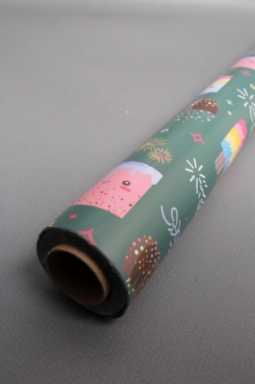 Бумага упаковочная "С Днем Рождения!" 80г/м2, 70х100см, 10 листов/рулон  5931М