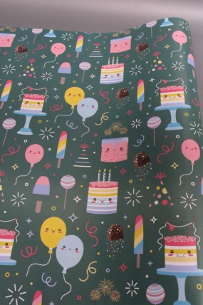 Бумага упаковочная "С Днем Рождения!" 80г/м2, 70х100см, 10 листов/рулон  5931М