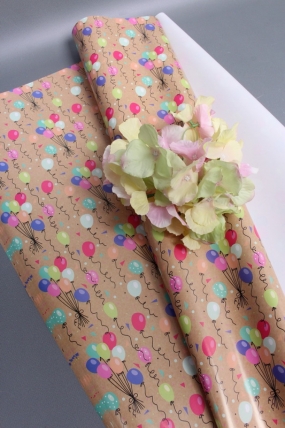 Бумага упаковочная "Воздушные шарики" 80г/м2, 70х100см, 10 листов/рулон 5900М