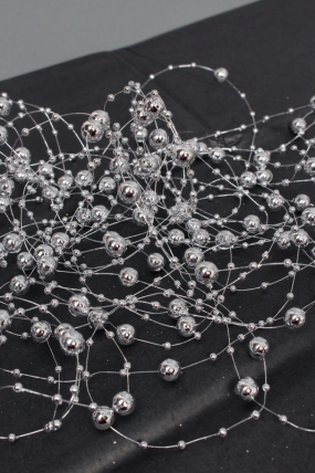 Бусы на нити в пакете  3+8 мм * 10 м, серебро  4248М