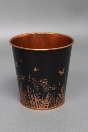 Декоративное кашпо "Бабочки в саду" D10XH10 см B:D7.5 см,  металл  7943М