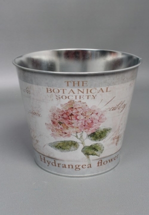 Декоративное кашпо "Цветок гортензии розовый" D18,5XH15,5CM/B13,3, металл  4542М